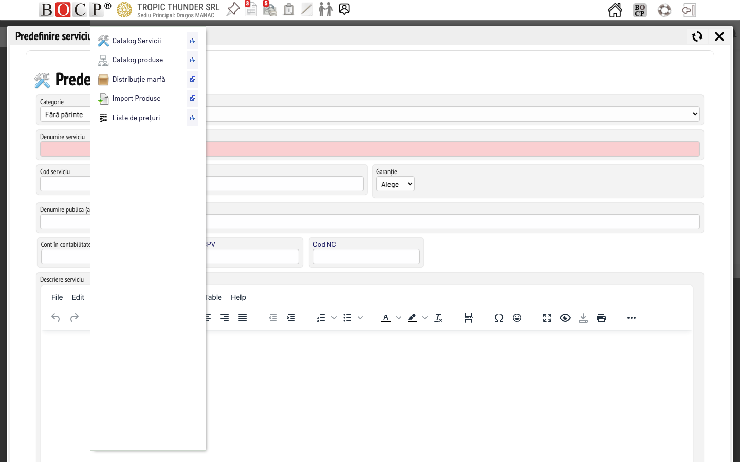 Formular cu sidebar suprapus